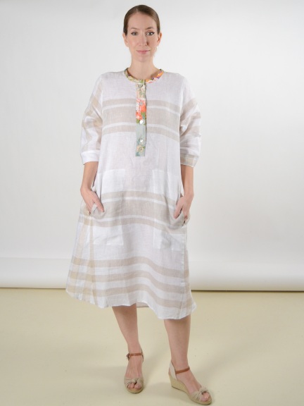 Linen Plaid Tunic Dress by Alembika