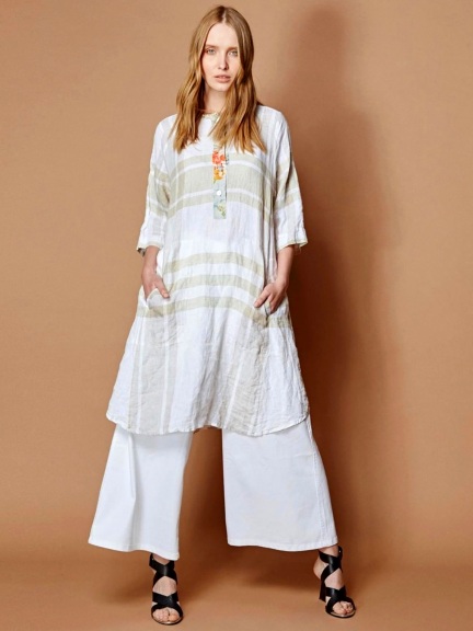 Linen Plaid Tunic Dress by Alembika