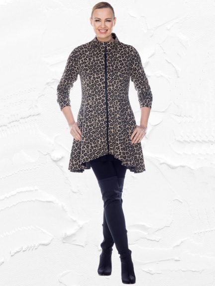 Lisa Leopard Zip Jacket by Comfy USA