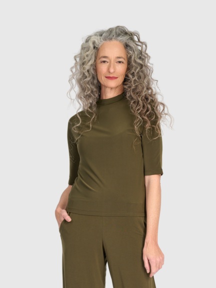 Matte Jersey Mockneck Top by Alembika