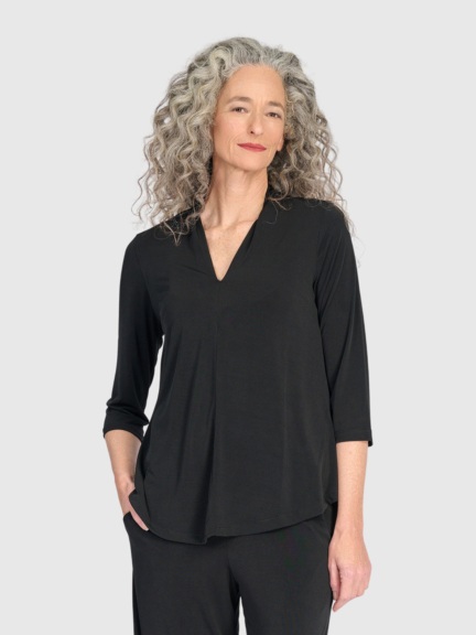 Matte Jersey V-Neck Top by Alembika