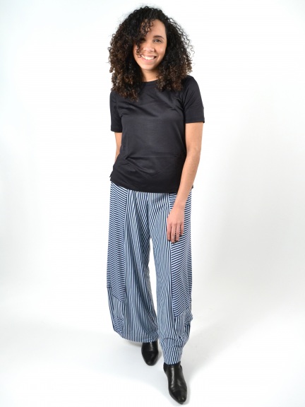 Navy Stripe Punto Pants by Alembika