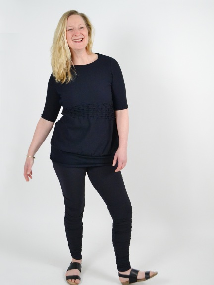 Navy Textured Top by Knit Knit at Hello Boutique