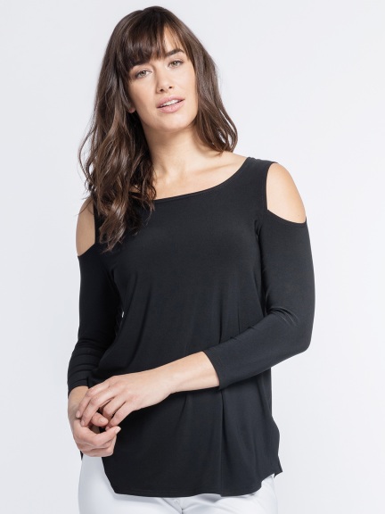 Sympli Women's Nuglimpse Long Sleeve Top - Fluid Fabric, Comfort Fit | Canadian-Made Polyester Spandex Blouse - View #2