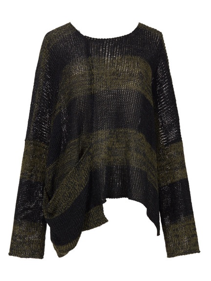 Olive Pocket Stripe Sweater by Alembika