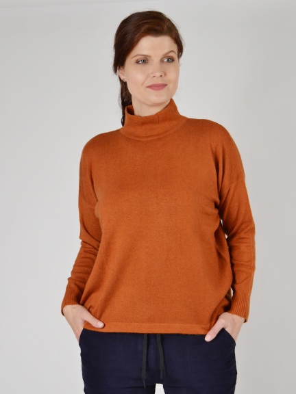 Olivia Turtleneck Boxy Sweater by Plush Cashmere