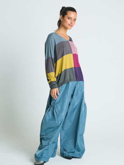 Patchwork V Neck Sweater by Planet by Lauren G