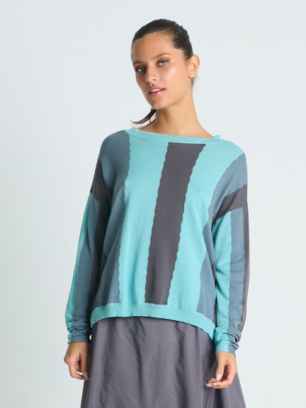 Pima Cotton Ric-Rac Crewneck Sweater by Planet by Lauren G