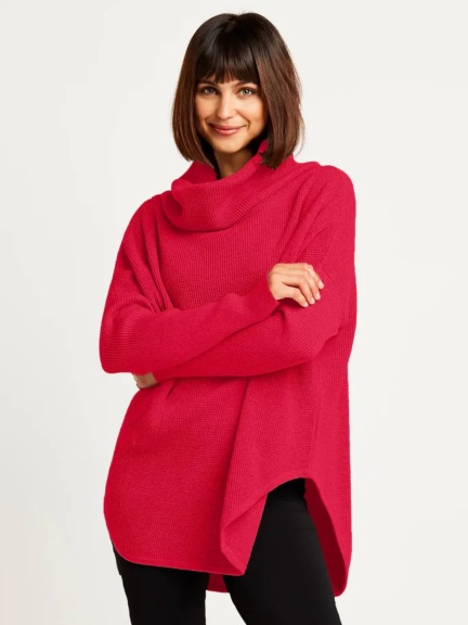 Pima Cotton Waffle Cowl Sweater by Planet by Lauren G