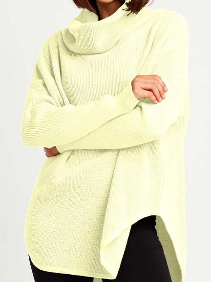 Pima Cotton Waffle Cowl Sweater by Planet by Lauren G