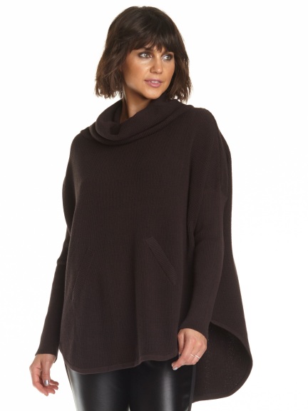 Pima Cotton Waffle Cowl Sweater by Planet by Lauren G