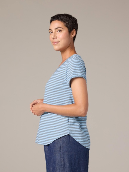 Raw Edge V-Neck Top by Cut Loose