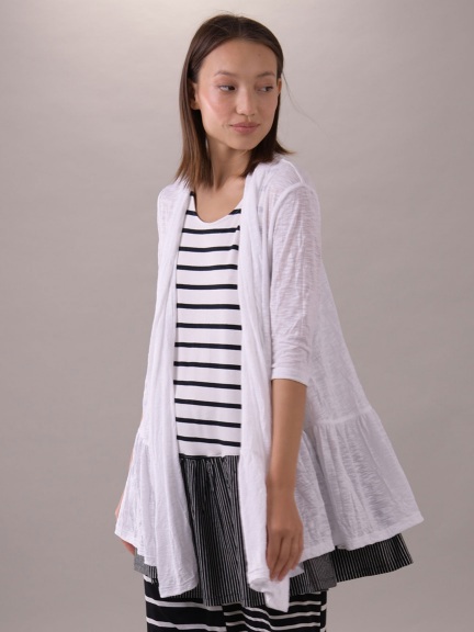 Relaxed Ruffle Cardigan Jacket, White by Composition