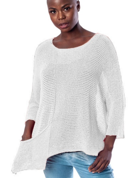 Scoop Neck Knit Pocket Sweater by Alembika