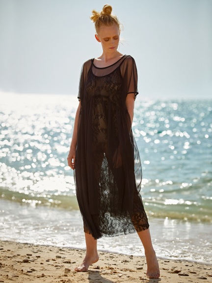 Sheer/Jersey Dress by Alembika at Hello Boutique