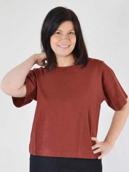 Short Sleeve Crop Crew Shirt by PacifiCotton