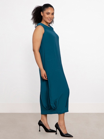 Sleeveless Angle Seam Pleat Hem Dress by Sympli