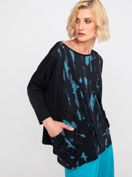 Ozai N Ku Zap Button Down Top, Trip White