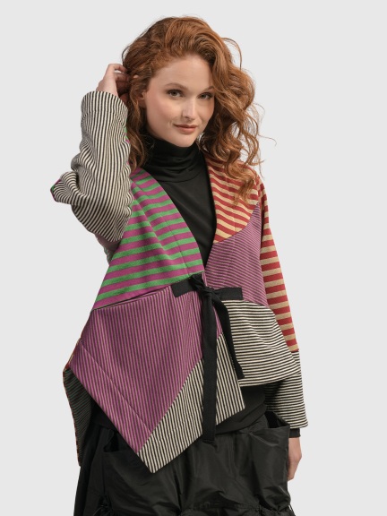Stripe Tie-front Sweater by Alembika