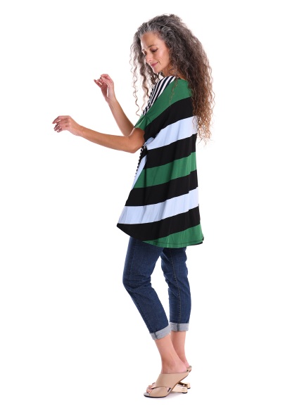 Striped Mixed Media Jersey Top by Alembika