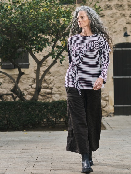 Striped Ruffle Shirt by Alembika at Hello Boutique