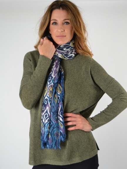 Tapestry Ikat Print Scarf by Kinross Cashmere