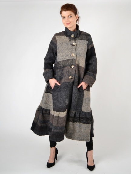Taupe Boiled Wool Ruffle Coat by Alembika