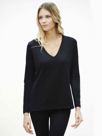 The Long Sleeve Veronica V-Neck Top by A'nue Miami