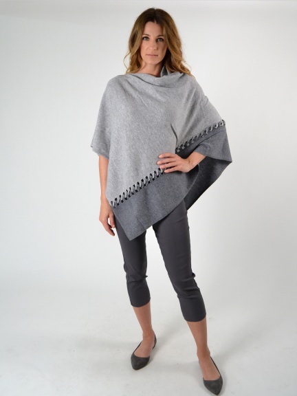 Twist Stitch Colorblock Poncho by Kinross Cashmere