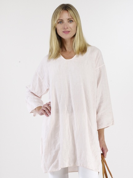 V-Neck 3/4 Sleeve Linen Gauze Tunic