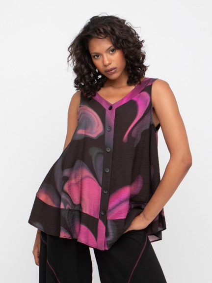 V-Neck Art Print Top by Ozai N Ku