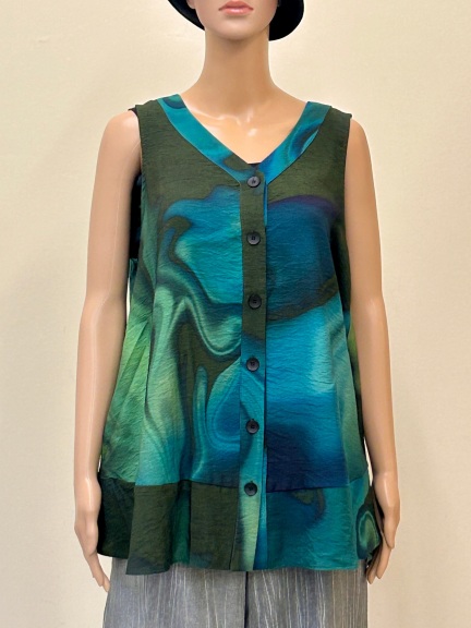 V-Neck Art Print Top by Ozai N Ku