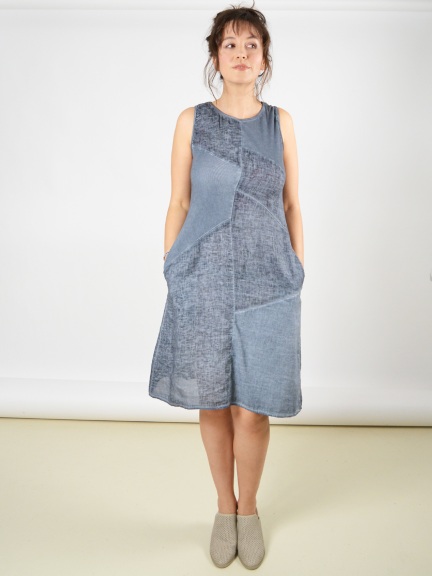 Weathered Linen Patch Dress by Inizio