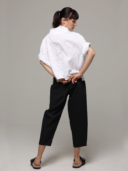 White Crinkle Shirt by Ozai N Ku