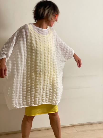White Textured Cover-Up by Knit Knit