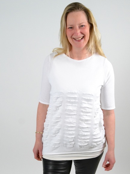 White Textured Top by Knit Knit