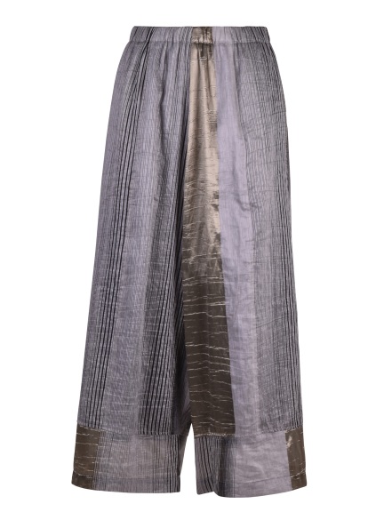 White and Silver Shimmer Stripe Pant by Alembika