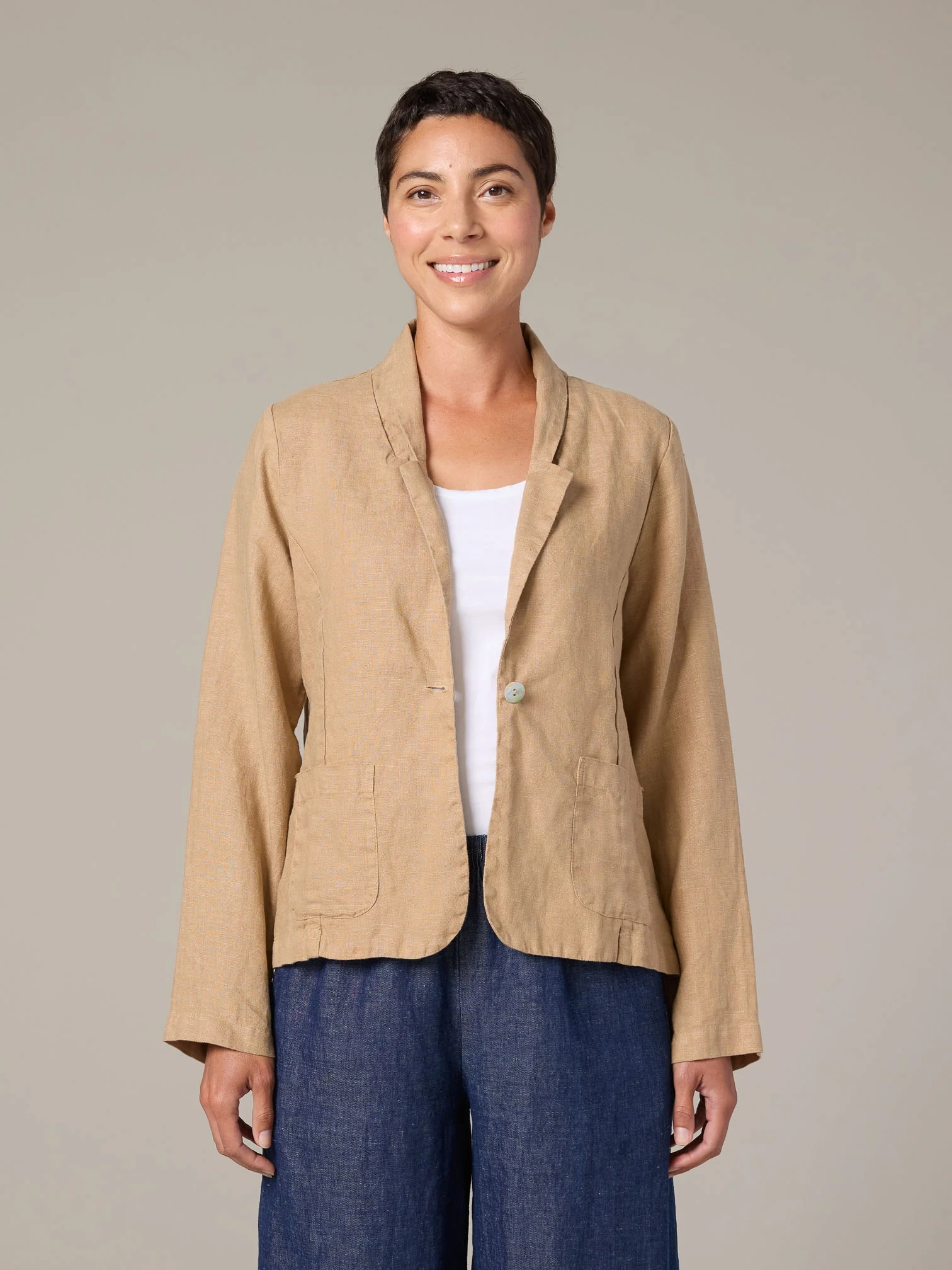1 Button Blazer in Bark