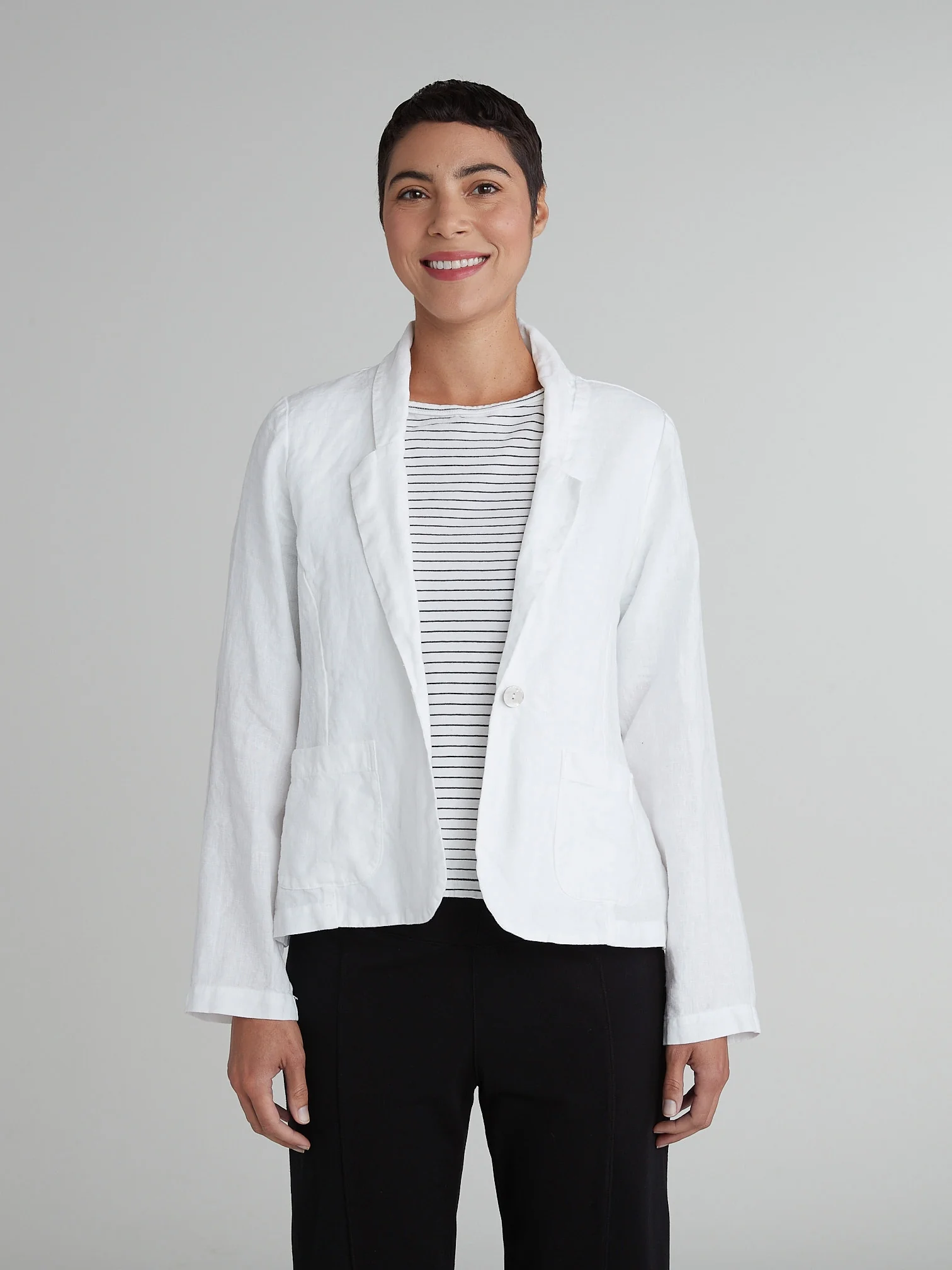 1 Button Blazer in White