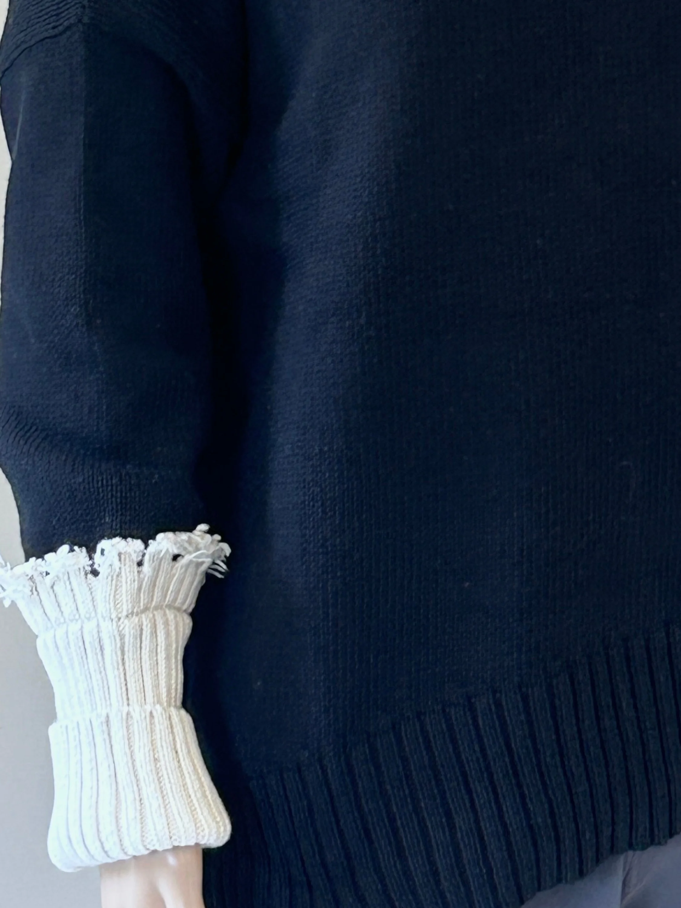 2 Tone Turtle Neck in Black/Stone