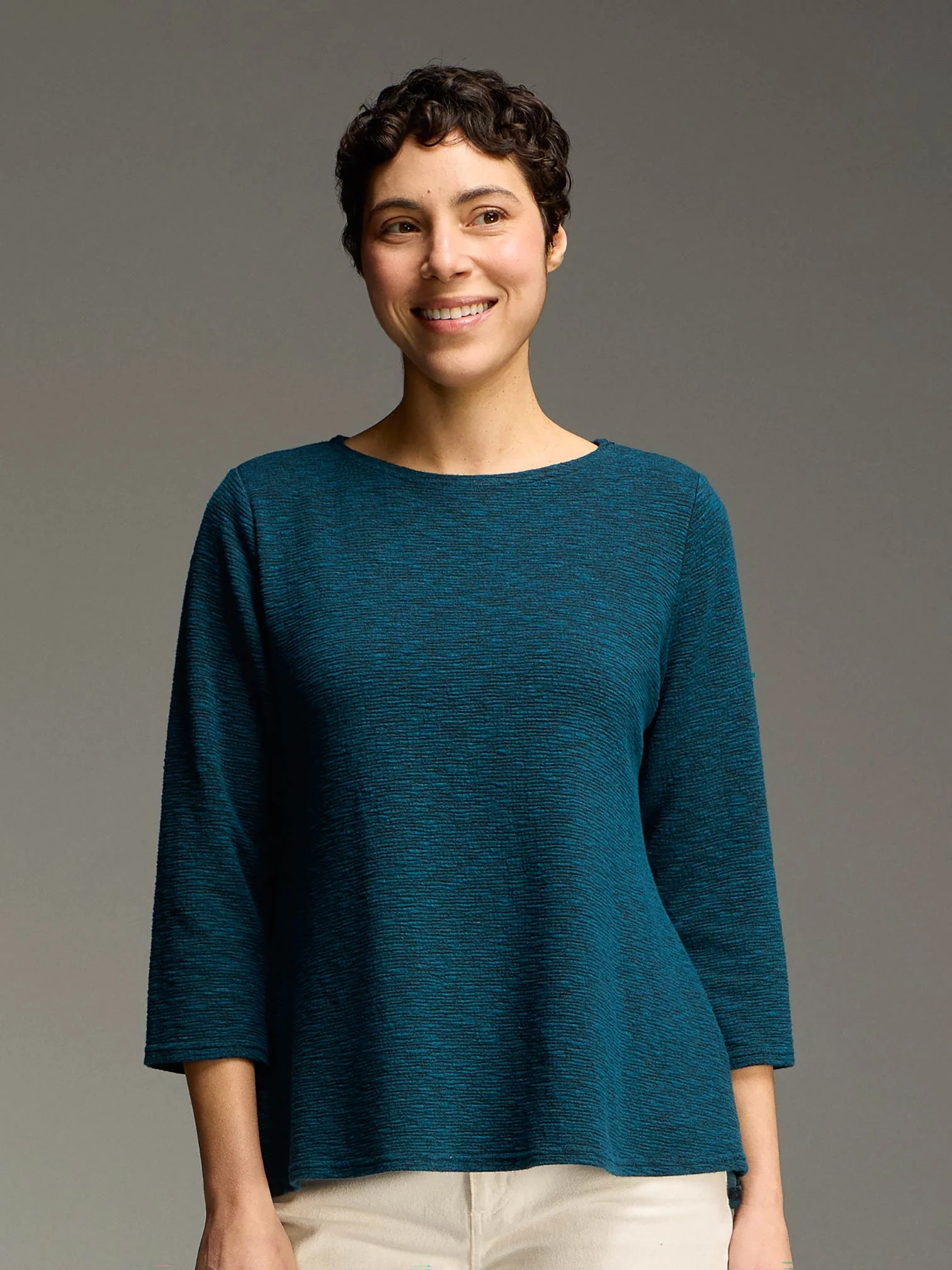 3/4 Aline Boatneck in Peacock
