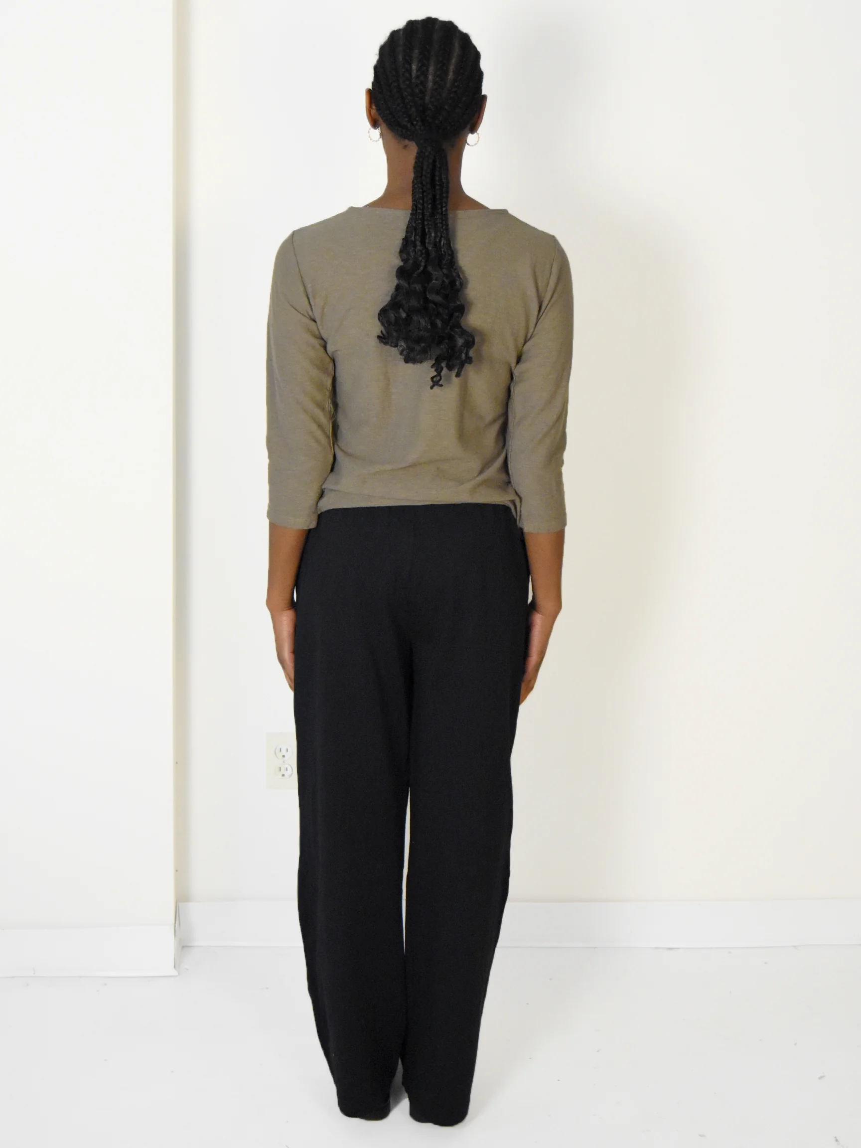 3/4 Sleeve Tuck Front Tee in Saddle