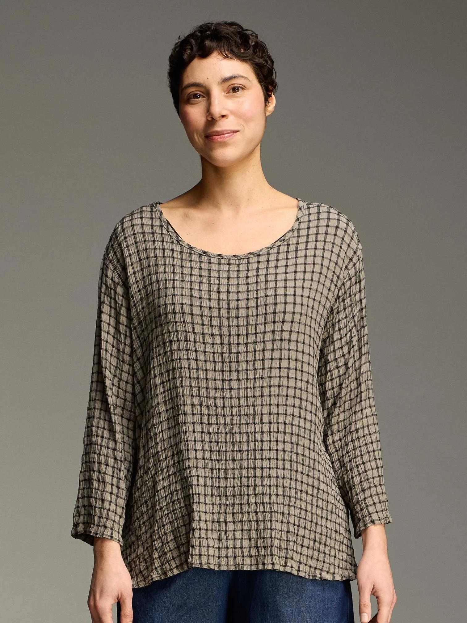 3/4 Slv Aline Top in Squirrel