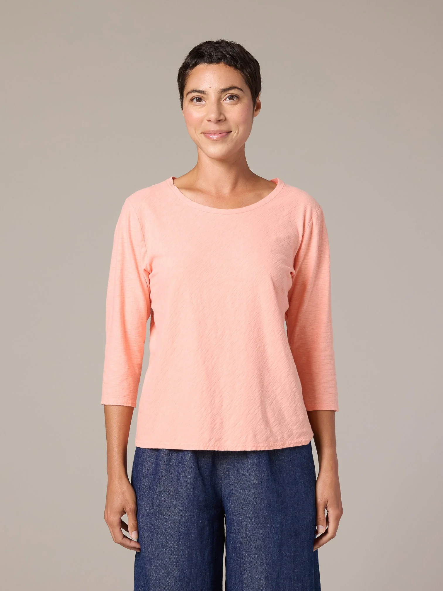 3/4 Slv Bias Tee in Pink Salt