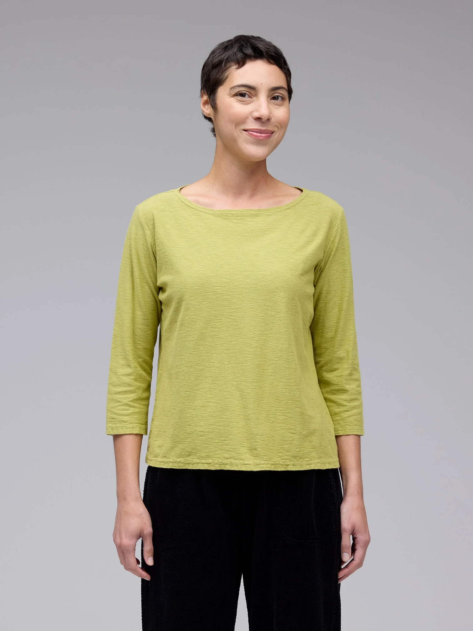 3/4 Slv Boatneck Tee in Pea