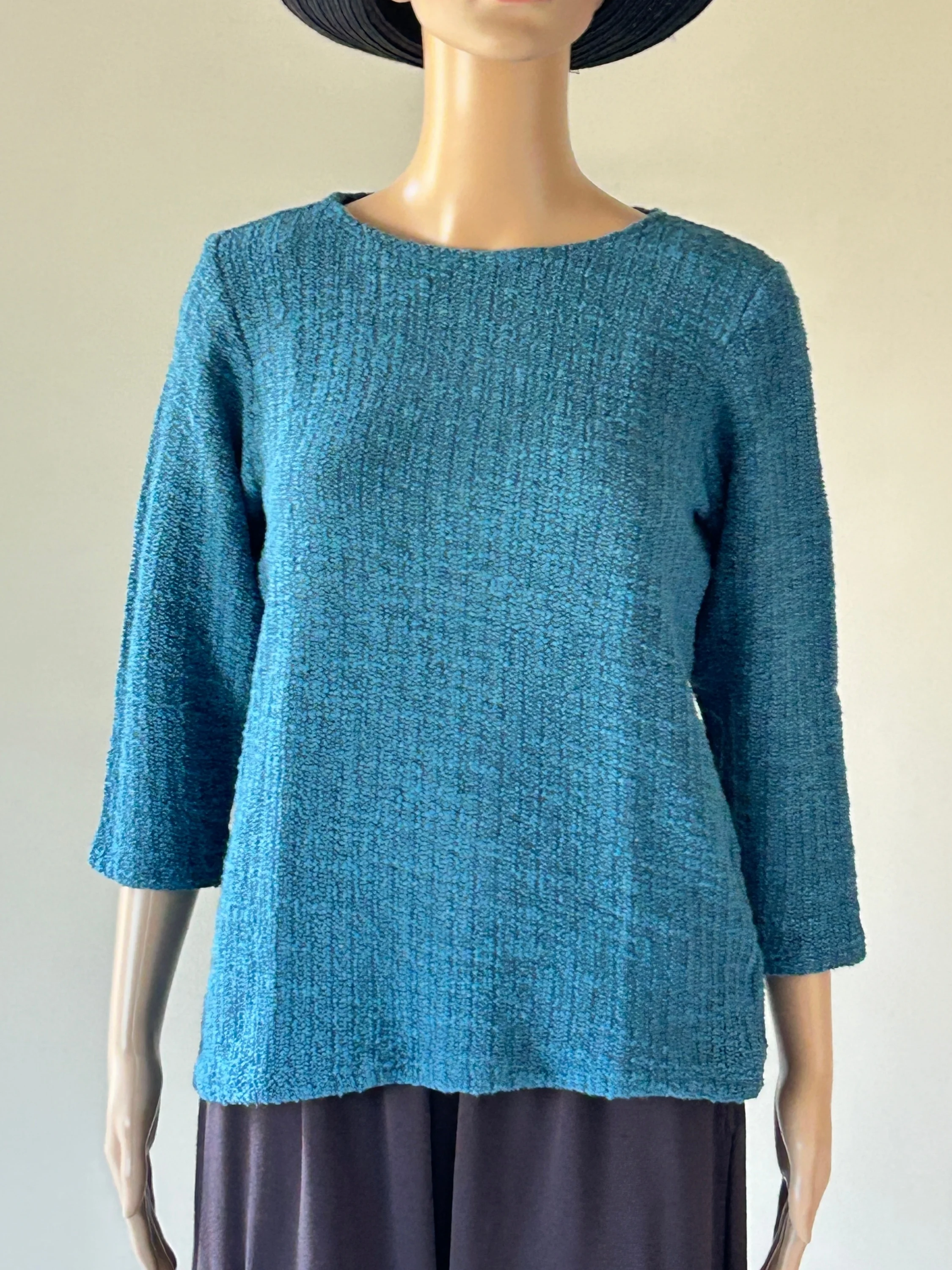 3/4 Slv Boatneck Top in Peacock