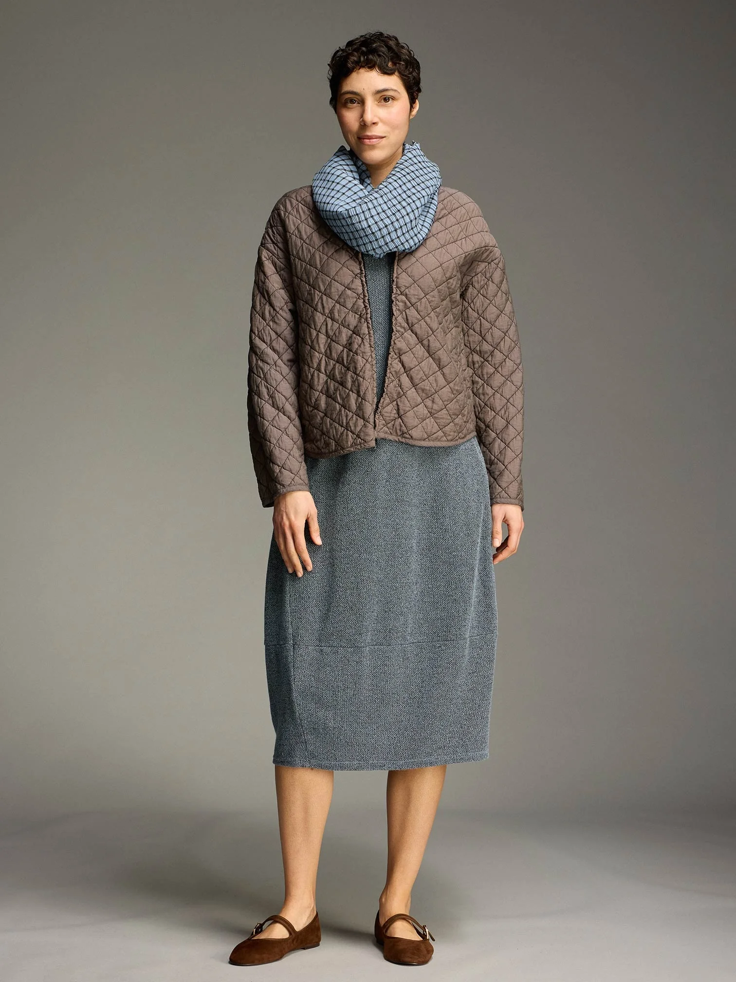 3/4 Slv Dress in Chambray