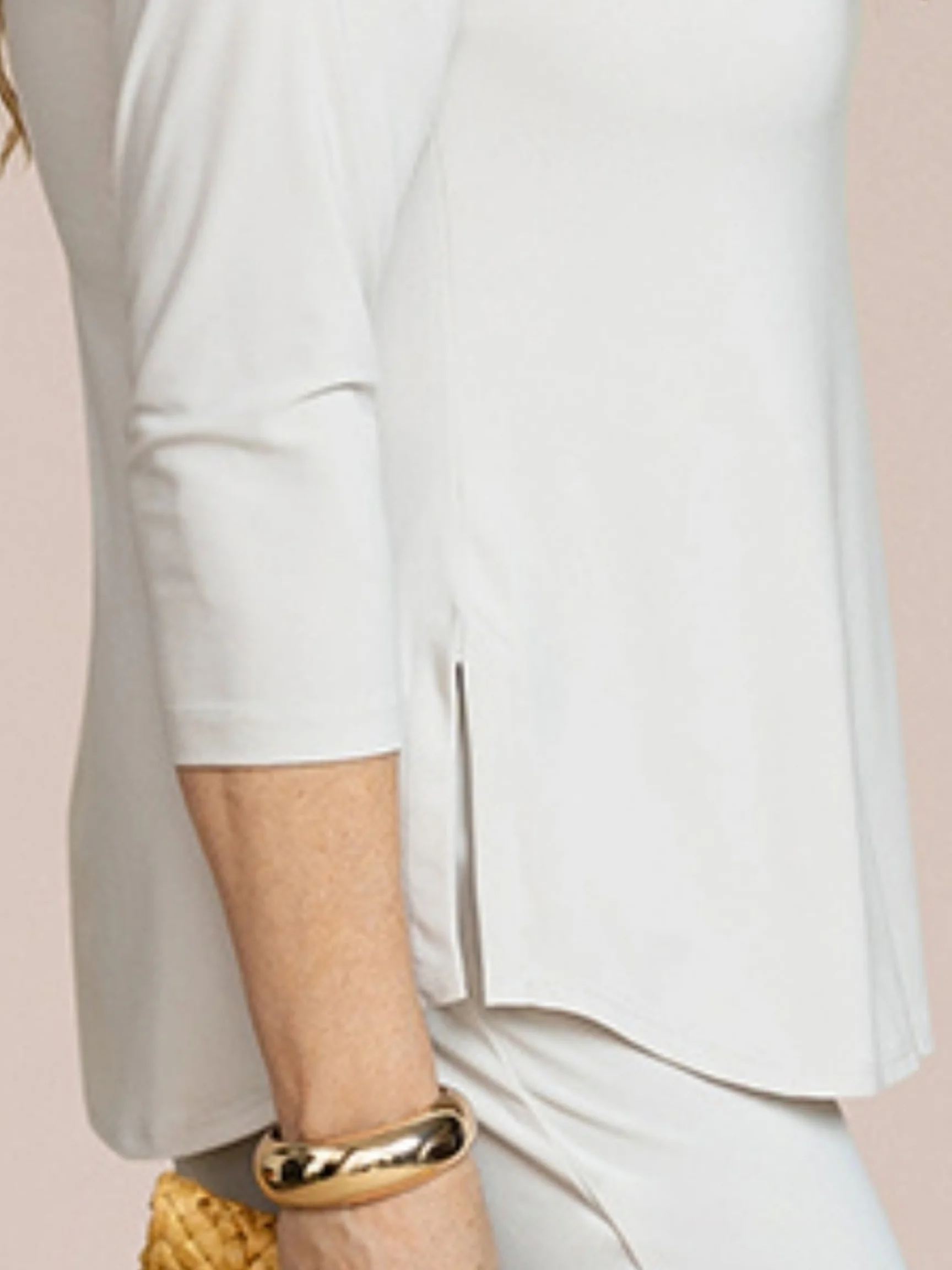 3/4 Slv Soft V-Neck Top in Cashew