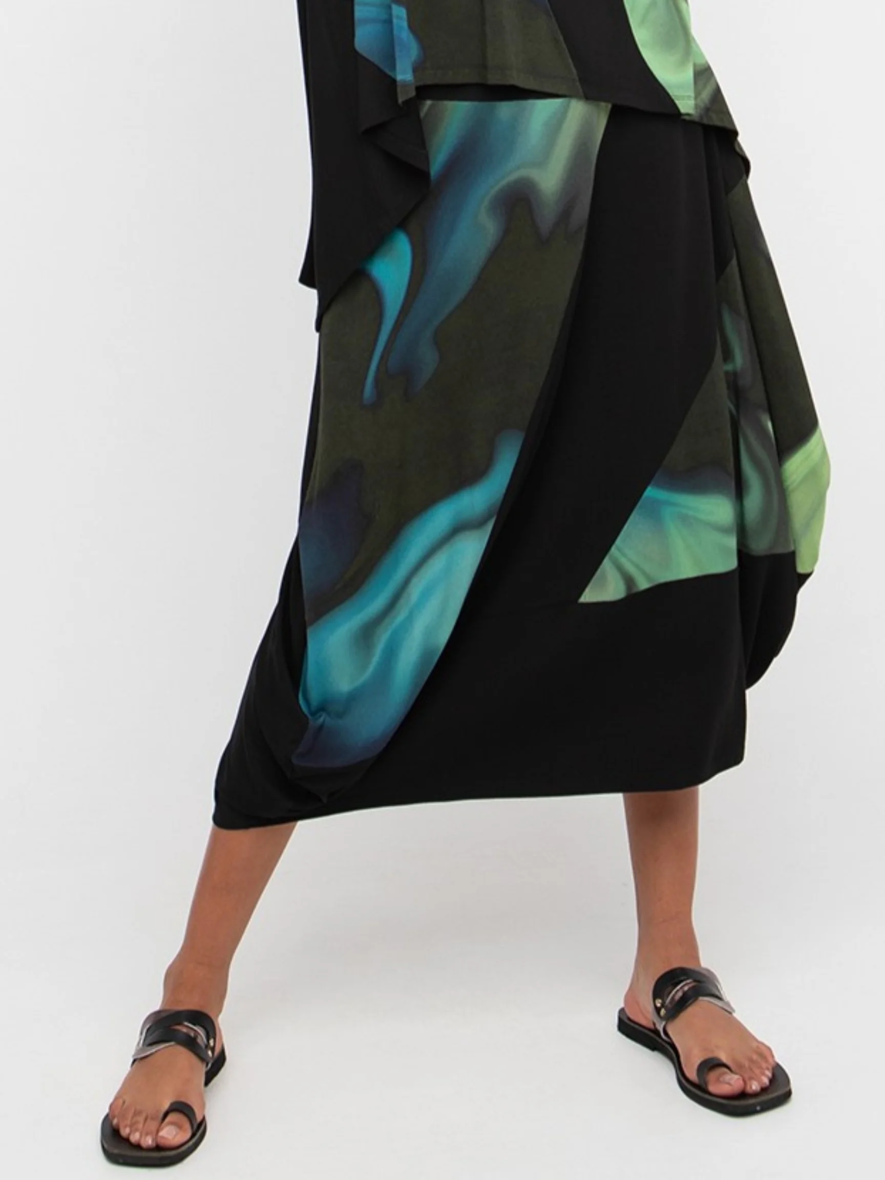 Abstract Midi Skirt in Blue