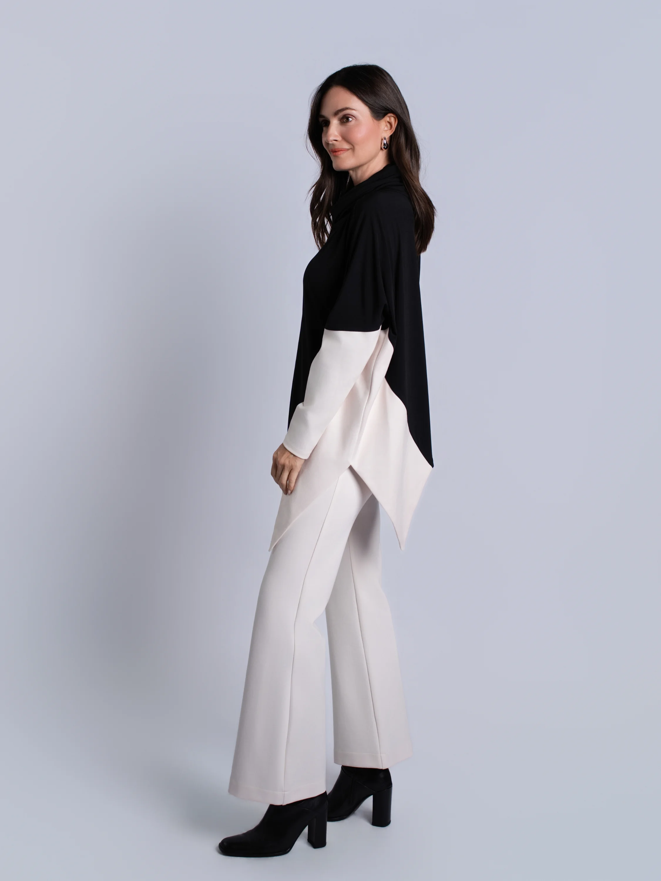 Angular Tunic Top in Black/Stone